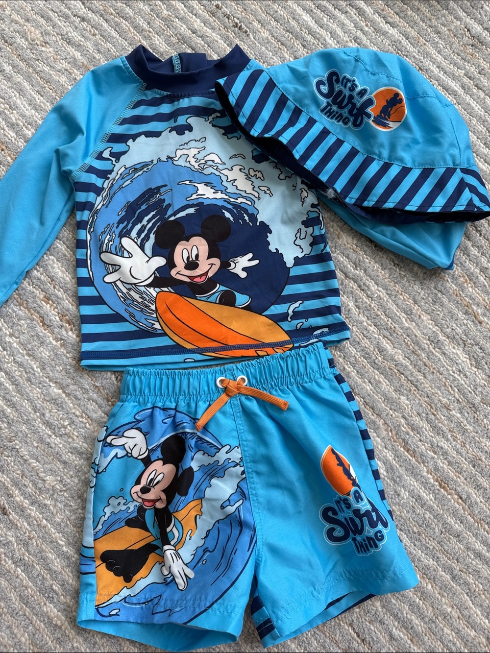 Disney Blue Mickey Surf Rashguard Set with Hat